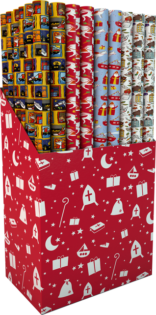 Papier cadeau Sint 200x70cm assorti