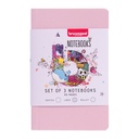 Notitieboek Bruynzeel Teens A6 set à 3 glitterkleuren
