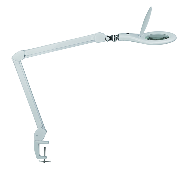 Lampe Loupe MAULmakro LED pince lentille 144cm2 blanc
