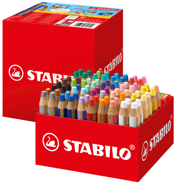 Crayon de couleur STABILO 882 woody 3 en 1 avec 4 taille-crayons Classpack 76 pièces