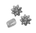 Ruban cadeau Polyband + 2 rosettes argent pailleté