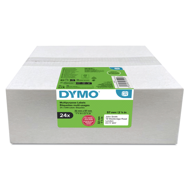 Etiquette Dymo LabelWriter multifonctionnel 32x57mm blanc 24 rouleaux à 1000 pièces