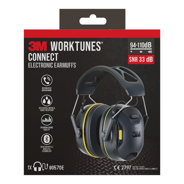 Casque antibruit 3M WorkTunes Connect Bluetooth 94-110 dB noir