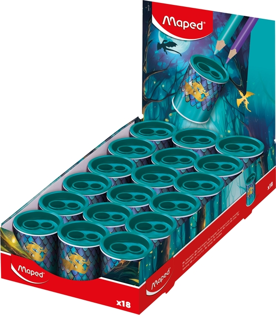 Taille-crayon Maped Dragon 2 trous présentoir 18 pièces bleu