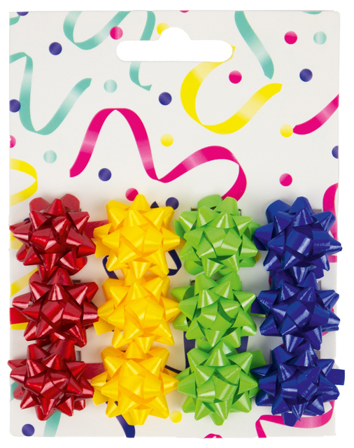 Nœuds cadeaux set 12 pièces rouge, jaune, vert et bleu