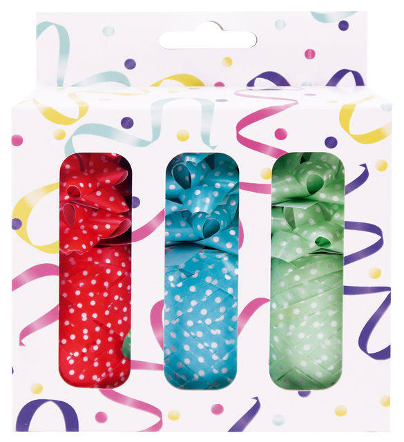 Set décoration cadeau 3 rouleaux de ruban et 9 nœuds assortis