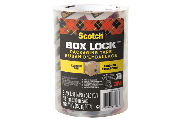 Ruban d'emballage Scotch Box Lock 3950-EF 48mmx50m 3 pièces