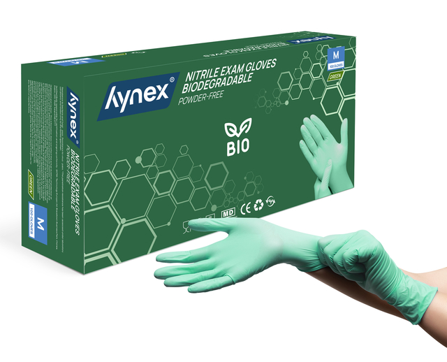 Gant Hynex nitrile Bio M vert 3,5g 100 pièces