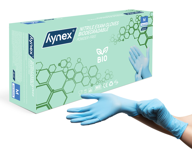 Gant Hynex nitrile Bio M bleu 3,5g 100 pièces