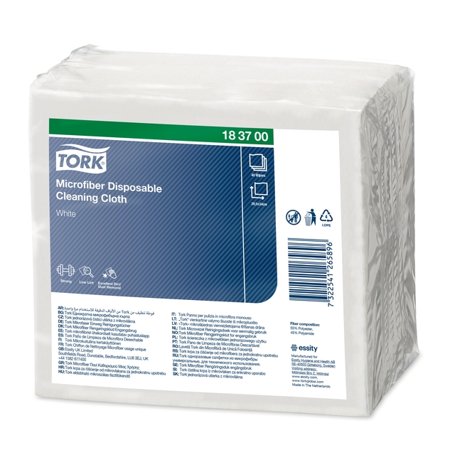 Chiffon microfibre Tork Premium 183700 40 feuilles blanc