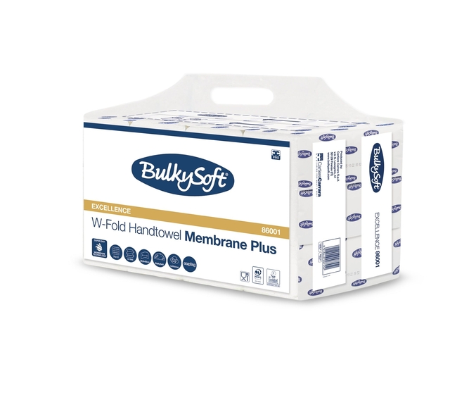 Essuie-mains BulkySoft Excellence pli-W 3 ép 205x420mm 12x75 feuilles blanc 86001