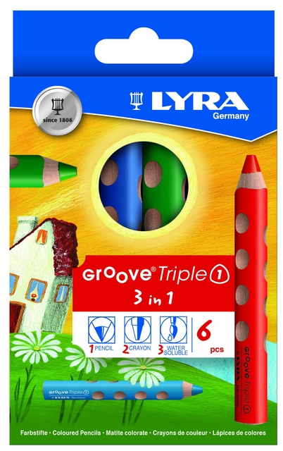 Crayon de couleur LYRA Groove Triple One extra épais set 6 couleurs