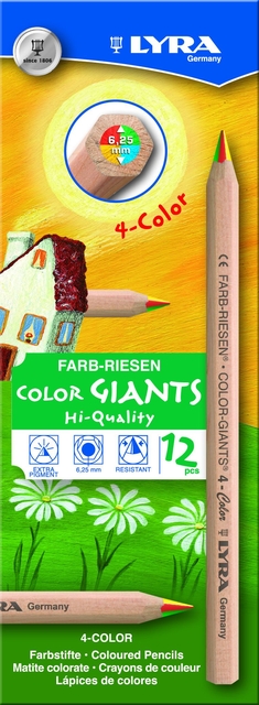 Crayon de couleur LYRA Colors Giants Nature 4 couleurs set 12 pièces