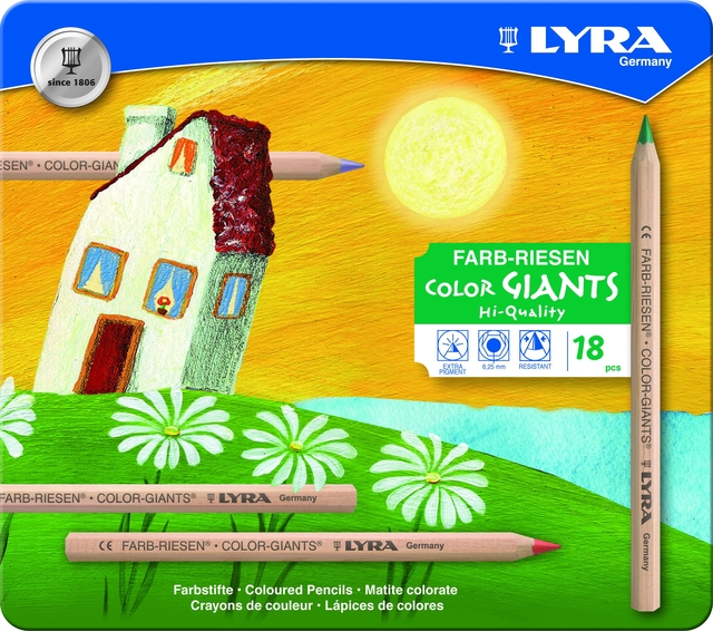 Crayon de couleur LYRA Colors Giants Nature boîte 18 couleurs