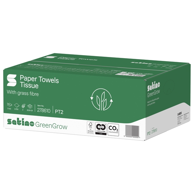 Essuie-mains BlackSatino GreenGrow PT20 275880 pli-Z 2 ép 206x240mm blanc 25x 150 feuilles