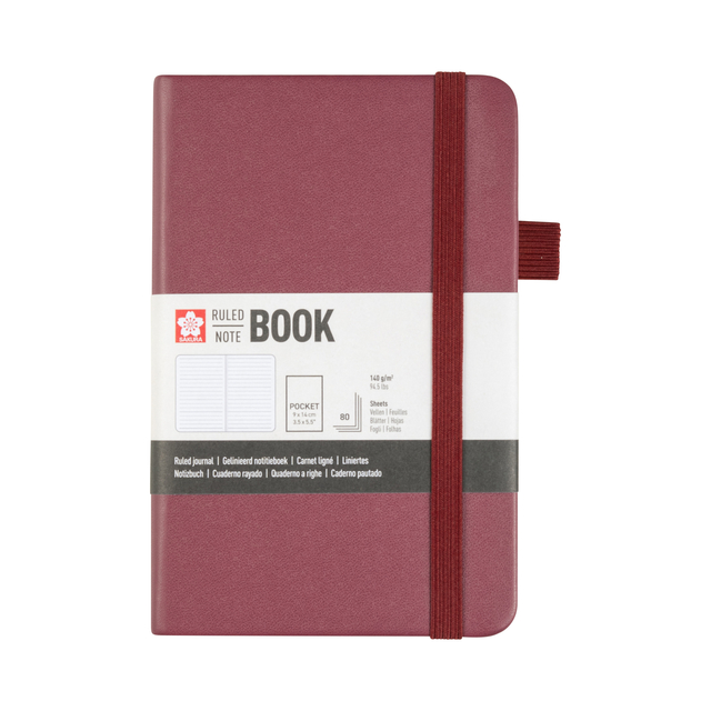 Carnet de notes Sakura Pocket 90x140mm ligné couverture rigide mûre