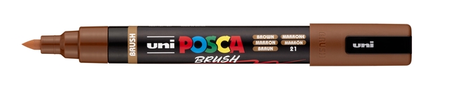 Paintmarker Uni POSCA PC-5BR brushpunt medium bruin