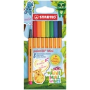 Fineliner STABILO point 88 Animal Vibes mini fijn assorti 8 stuks