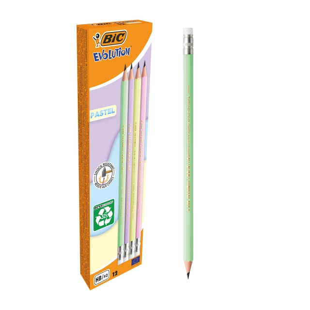 Crayon BIC avec embout gomme pastel assorti