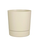 Pot de fleur Mica Coco rond avec soucoupe H 23,5cm Ø22,5cm beige