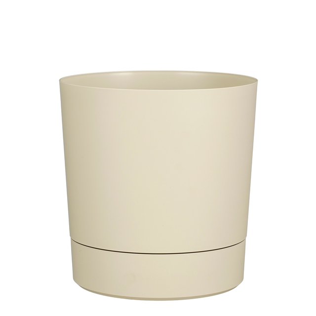 Pot de fleur Mica Coco rond avec soucoupe H 29,5cm Ø28cm beige