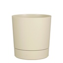 Pot de fleur Mica Coco rond avec soucoupe H 29,5cm Ø28cm beige