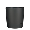 Pot de fleur Mica Coco rond avec soucoupe H 29,5cm Ø28cm anthracite
