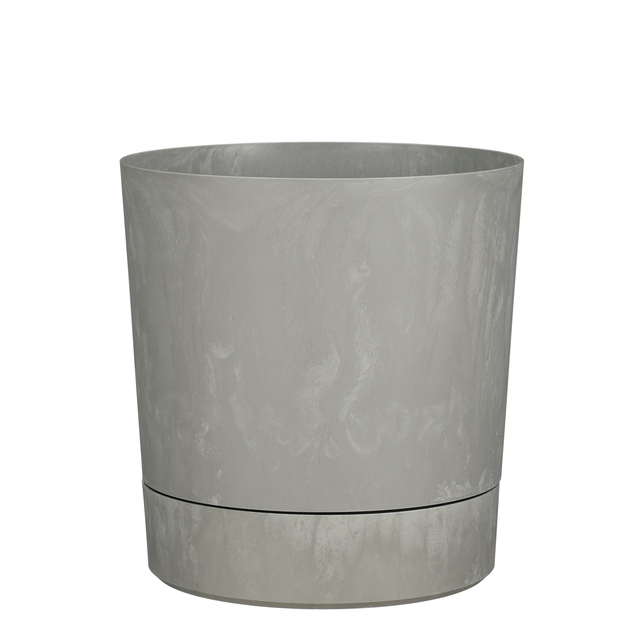 Pot de fleur Mica Coco rond avec soucoupe H 29,5cm Ø28cm gris