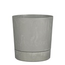 Pot de fleur Mica Coco rond avec soucoupe H 29,5cm Ø28cm gris