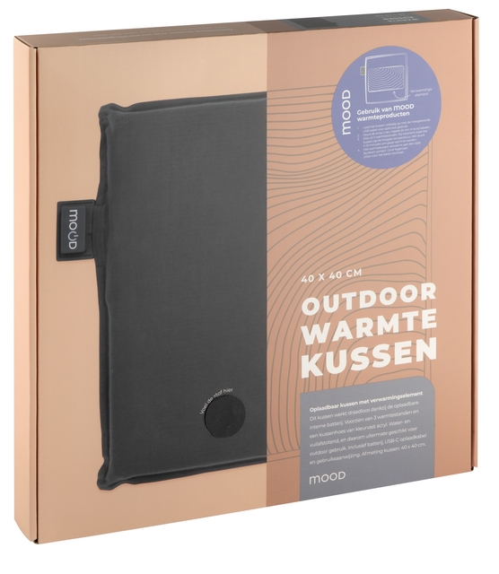Coussin chauffant Mood Outdoor carré 40x40cm gris