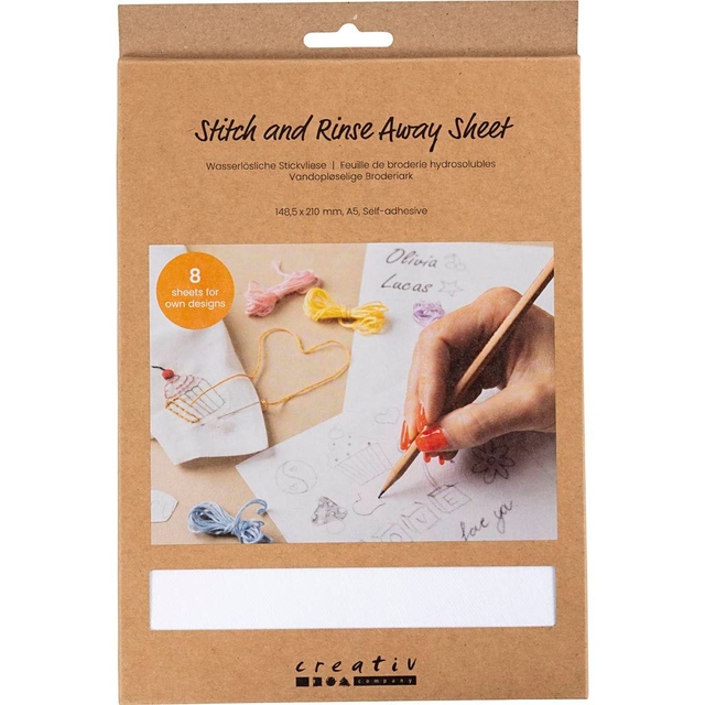 Borduurpapier Creativ Company A5 blister à 8 vellen wit