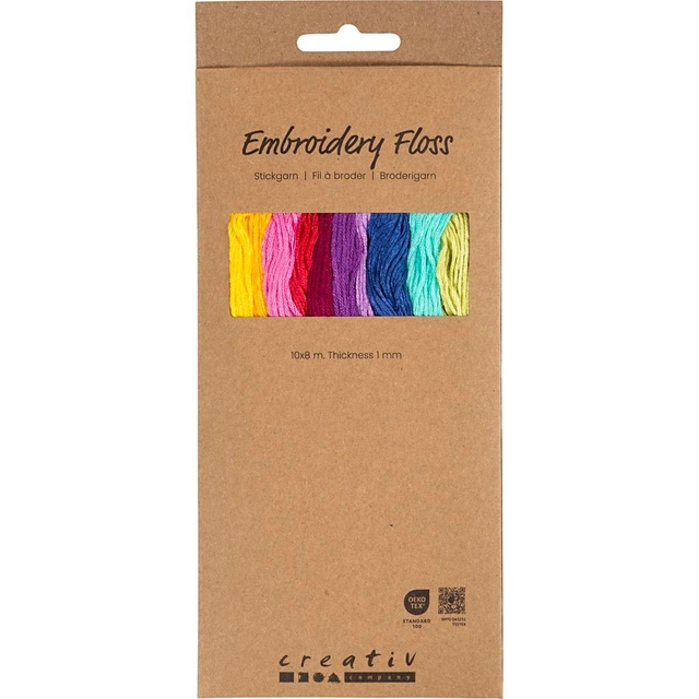 Fils à broder Creativ Company 8m x 1mm lot 10 couleurs