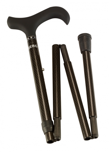 Wandelstok Able2 opvouwbaar carbon soft derby handvat zwart