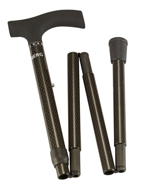 Wandelstok Able2 opvouwbaar carbon soft recht handvat zwart