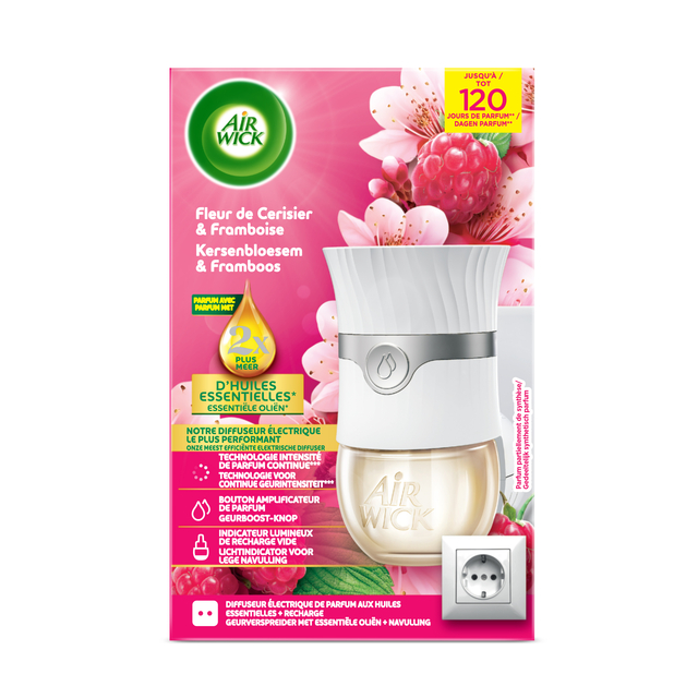 Diffuseur électrique AirWick Fleur de cerisier & Framboise kit démarrage 19ml