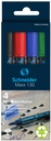 Marqueur permanent Schneider Maxx 130 ogive 1-3mm assorti 4 pièces