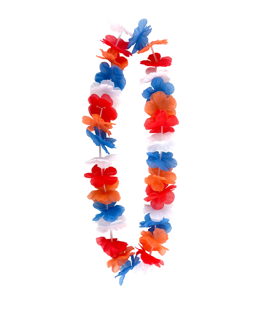 Couronne hawaïenne rouge blanc bleu orange