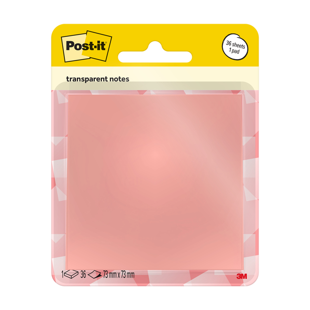 Bloc-mémos Post-it 3M 73x73mm rose transparent
