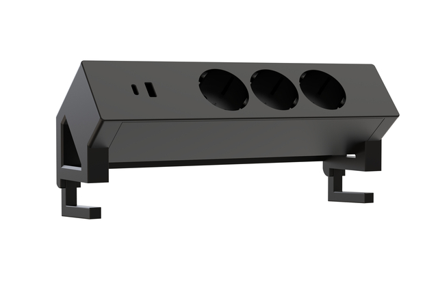 Stekkerdoos Euroseats opbouw 3 voudig USB A+C zwart