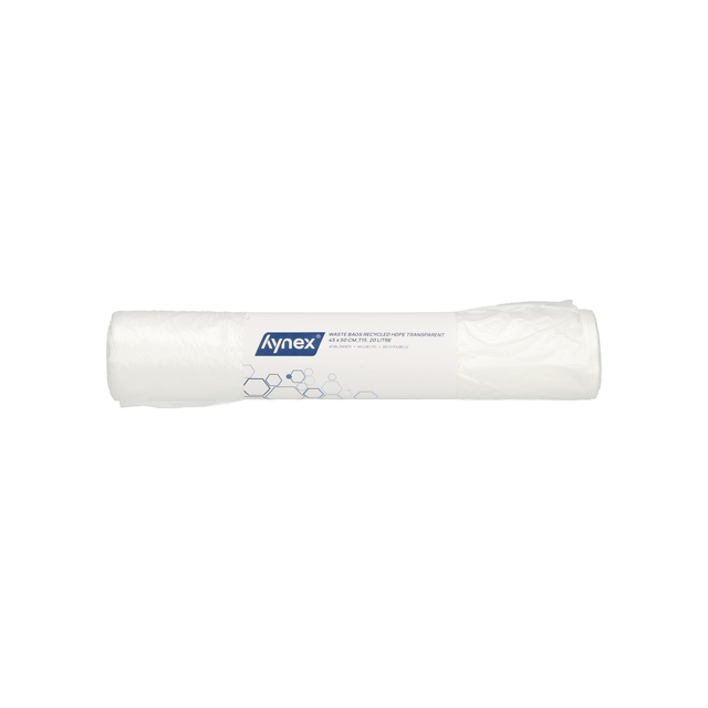 Afvalzak Hynex 45x50cm HDPE recycled T15 20L transparant rol à 50 stuks