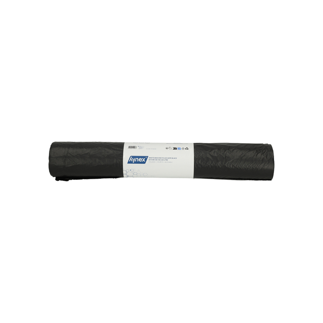 Afvalzak Hynex 60x80cm HDPE recycled T25 60L zwart rol à 25 stuks