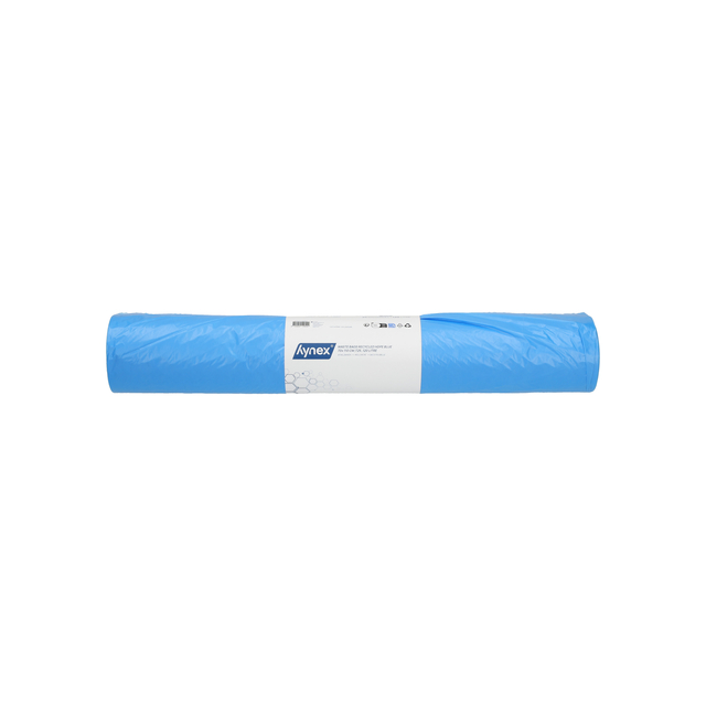 Afvalzak Hynex 70x110cm HDPE recycled T25 120L blauw rol à 25 stuks
