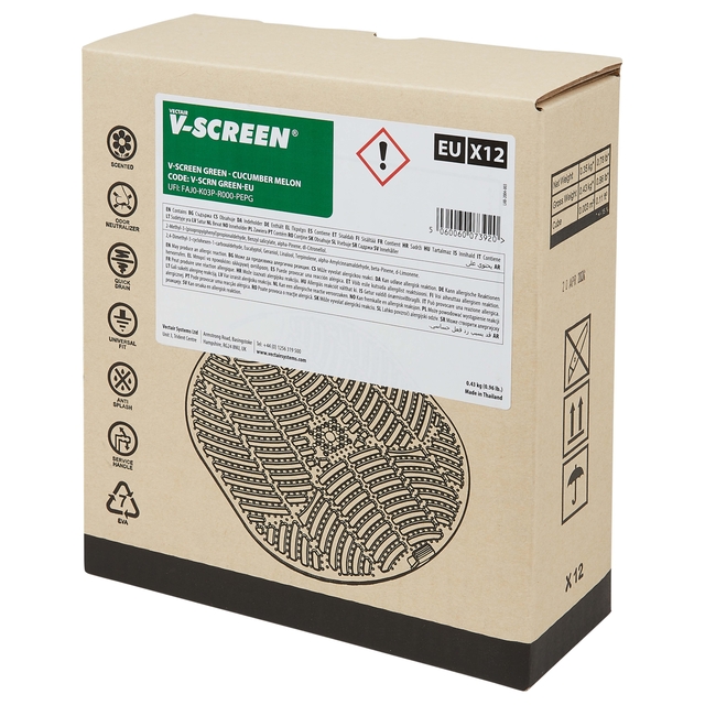 Urinoirmat V-screen Cucumber Melon 12 stuks