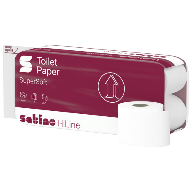 Toiletpapier Satino MT1 HiLine 3-laags 8x250 vel wit 071340