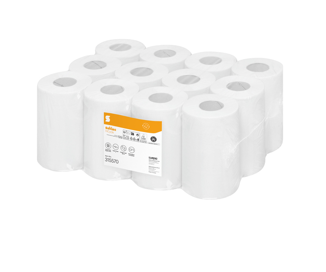 Papier d'essuyage Satino CF1 HiCycle 315570 1 épaisseur 120m 12x 340 feuilles blanc
