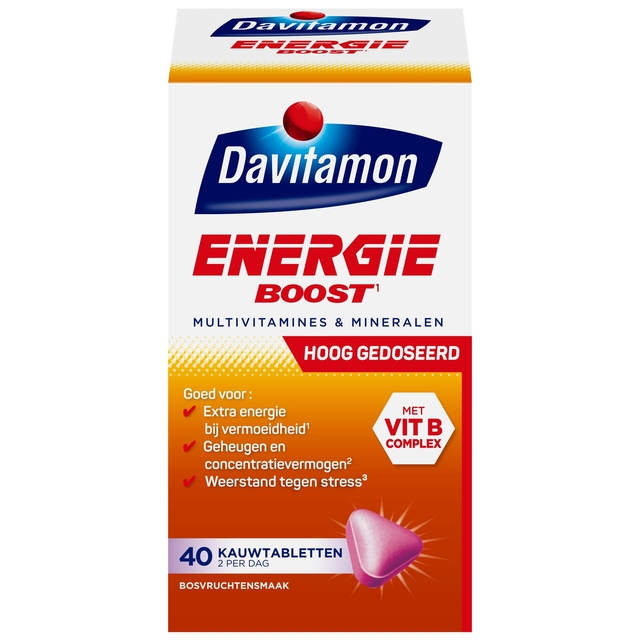 Multivitamines Davitamon Energie à mâcher Fruits des bois 40 pièces