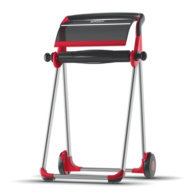 Distributeur papier d'essuyage Tork W1 Performance 652008 sur pied rouge
