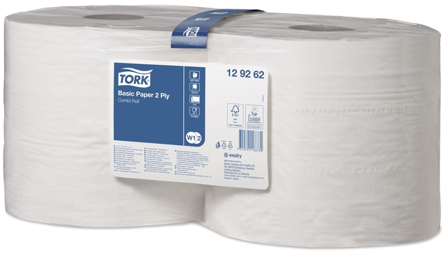 Papier d'essuyage Tork W2 Basic Universal 129262 2 épaisseurs 1000 feuilles blanc