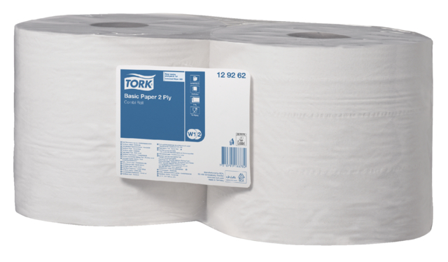 Rouleau de nettoyage Tork Basic Combi W1/2 129262 340m blanc