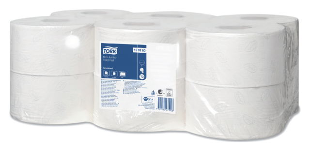 Toiletpapier Tork Mini Jumbo T2 advanced 2-laags 12 rollen wit 120280